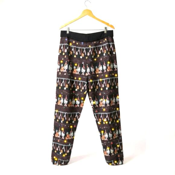 Hello Kitty X Unique Vintage Festive Holiday Black Knit Pant SZ L #0270 - Picture 6 of 8